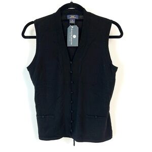 346 Brooks Brothers Black Merino Wool Buttoned Vest